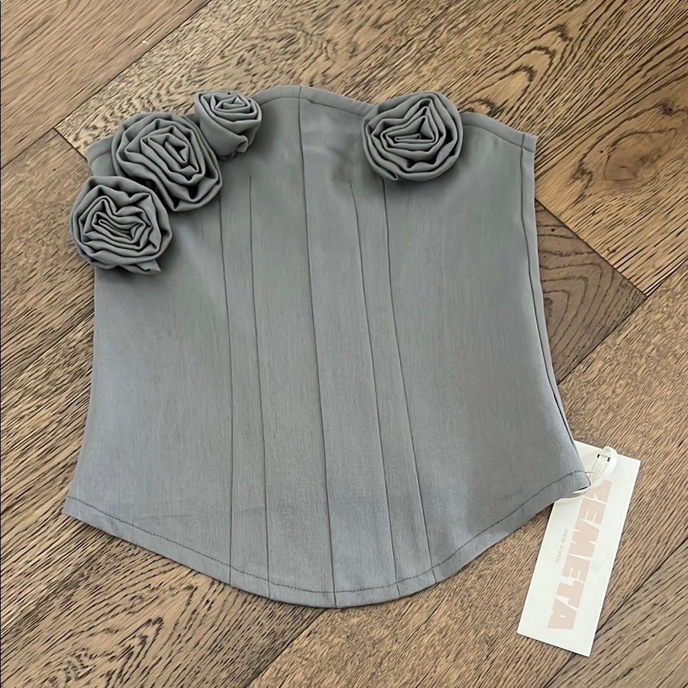 Gray Floral Revice Corset Top